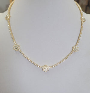 Necklace Couture  flower station Cubic Zirconia Sterling Silver 501N11255
