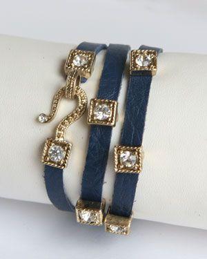 Leather Bracelet With Crystal Inserts