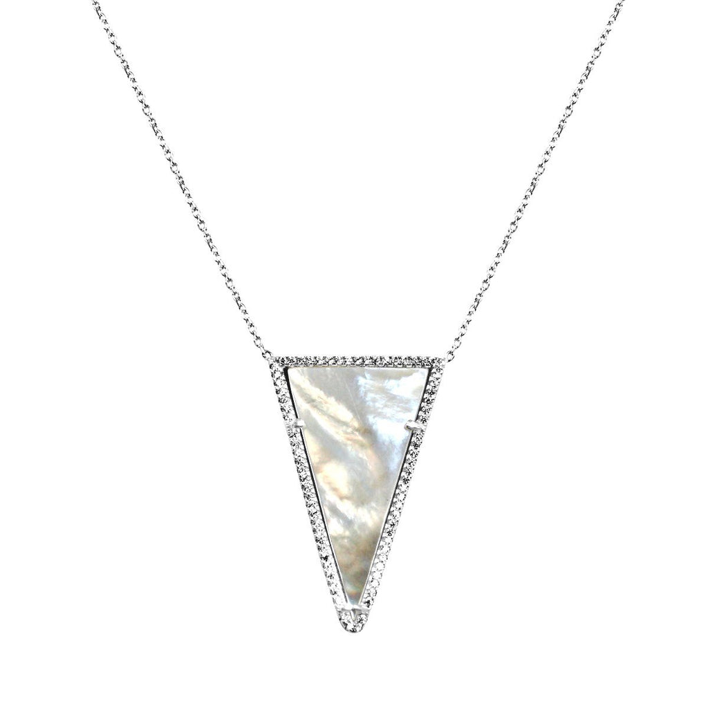 Jeweled Boho with Modern Twist Triangular Pearl Pendant
