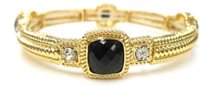 The zirconmania Bracelet Satin Stretch Bangle features 4-faceted cushion square stone stations and intricate band detailing for an elegant look.