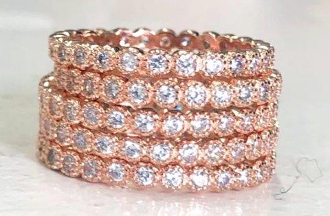 Zirconite Cubic Zirconia Stackable Sterling Silver Eternity Band Ring 705R5973701RG
