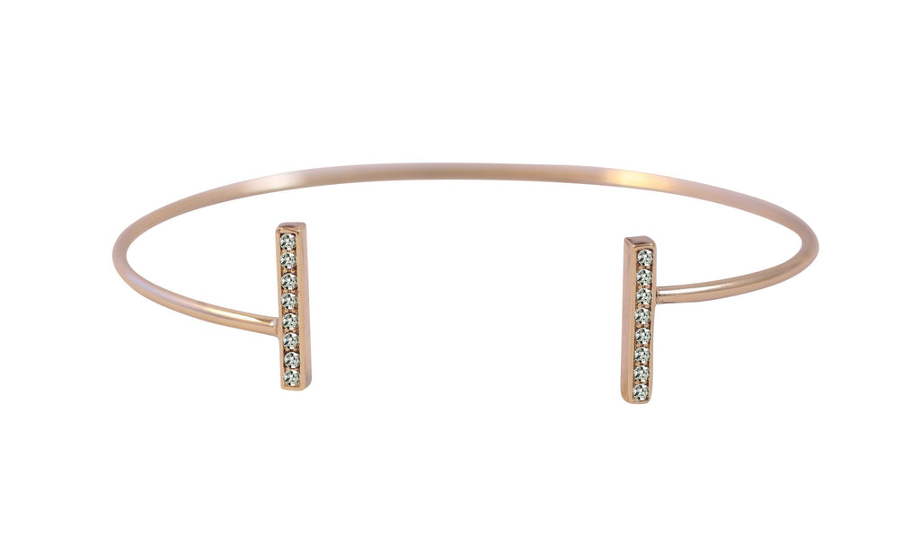 Thin open ends cuff bracelet with vertical, crystal pave covered bars 500B-0165