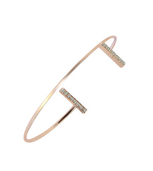 Bracelet Thin open ends cuff  with vertical, crystal pave covered bars 500B-0165