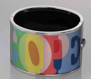 High definition photo printed enamel Cloisonné hinged gold extra wide Bangle 500B3701X