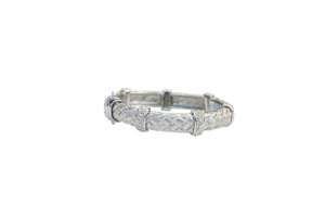Fine Classic Textured  Alloy bracelet with seven Jeweled Line Stations easy to wear magnetic clasp 500B8777