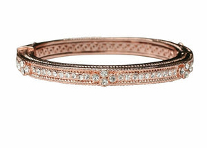 Fine textured Satin finish hinged oval bold bangle.