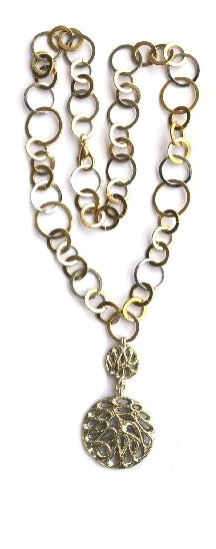Two tone Designer Extra large double Artisan Style Medalion Drops necklace