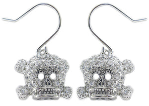 Earrings Cubic Zirconia pave skull head Sterling Silver   501E101