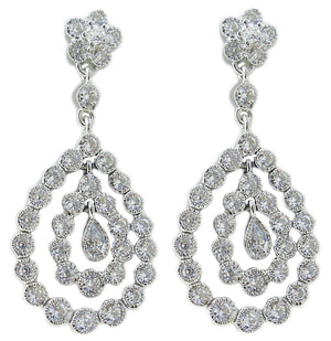 Sterling silver Zirconite Cubic Zirconia Pear post