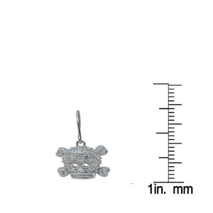 Earrings Cubic Zirconia pave skull head Sterling Silver   501E101