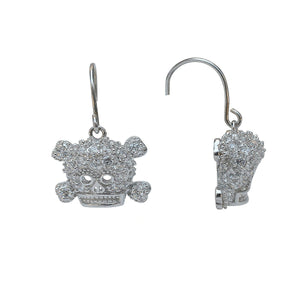Earrings Cubic Zirconia pave skull head Sterling Silver   501E101