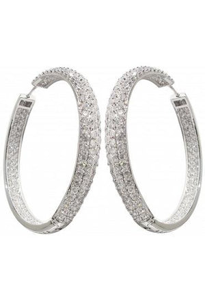 Fashion Hoop Earrings - Rhodium Plating