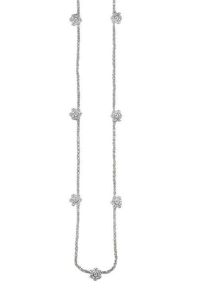 Sterling silver flower station necklace Zirconite Cubic Zirconia