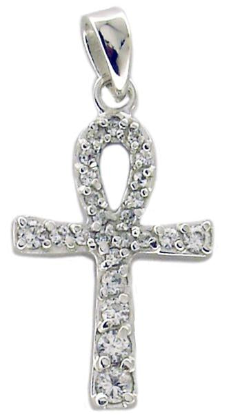 pendant Ankh Pave Cross in S/S Rhodium 501P28406