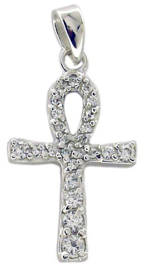 pendant Ankh Pave Cross in S/S Rhodium 501P28406