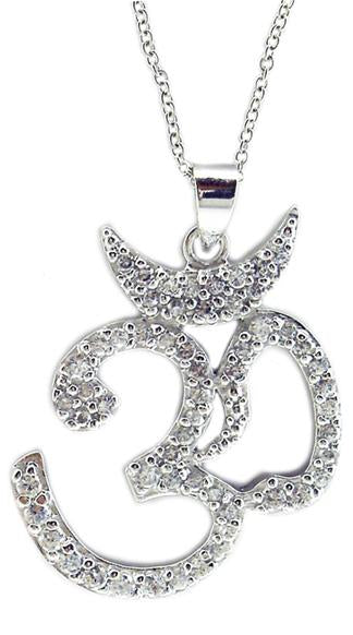 Pendant Large Om Pave  in S/S Rhodium 501P28404