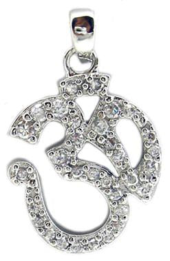Pendant Small Om Pave  in S/S Rhodium 501P28405