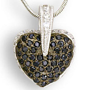Sterling silver heart shape pendant pave with cubic zirconia zirconita stones