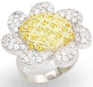 Ring Sun Flower Zirconite Cubic Zirconia Sterling  silver Ring 501R21924