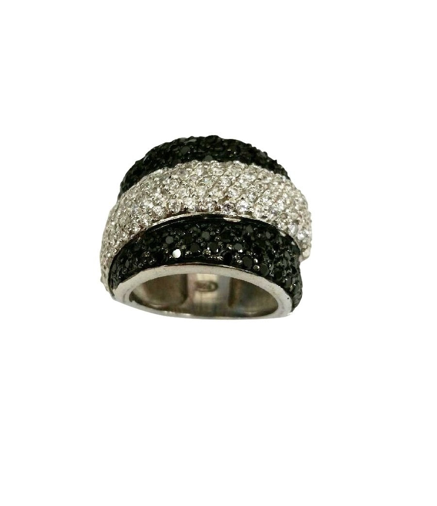 Pave Triple Pave Cz Row  Sterling silver Ring