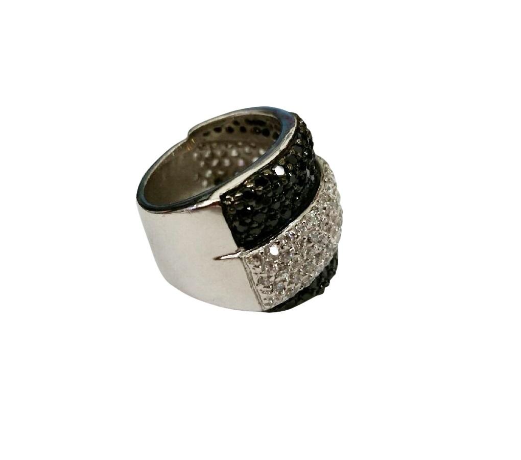 Pave Triple Pave Cz Row  Sterling silver Ring