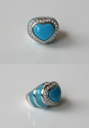 Ring Heart Turquoise Pave Around in Sterling silver Ring 501R351845