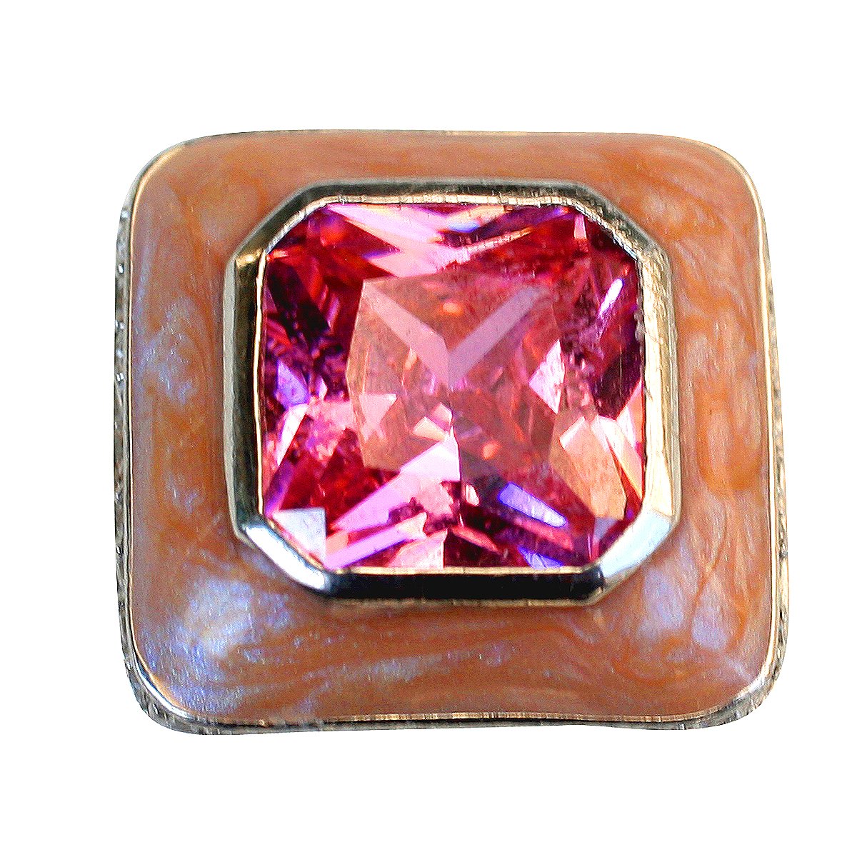 Ring Enamel square ring with centered colored CZ Sterling silver Ring 501R37403