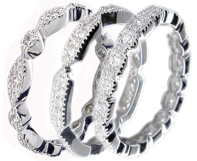 Ring Triple set Stackable Sterling silver Rings