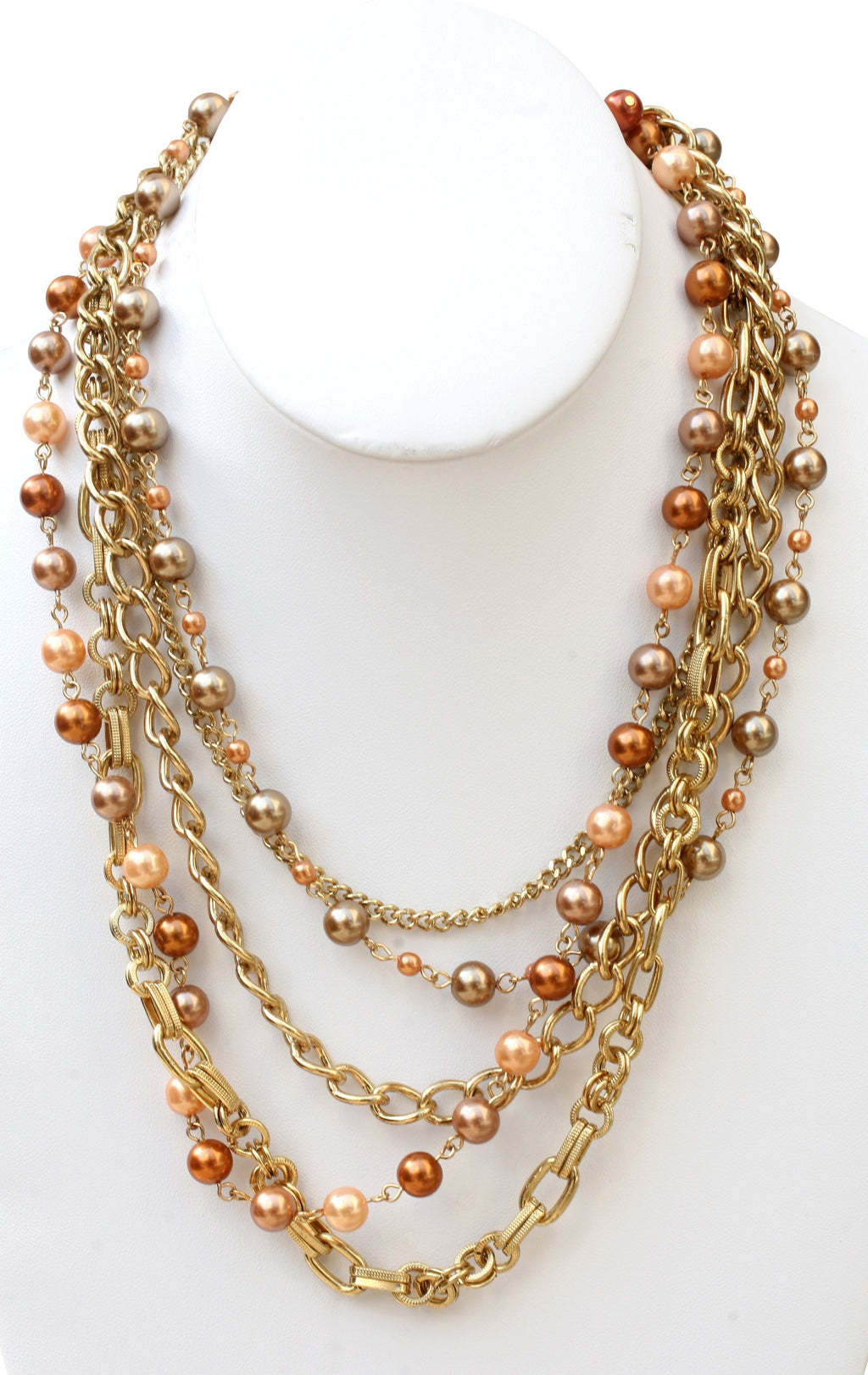 Multi strand chain link necklace with round shape