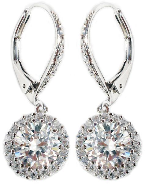 Earring Lever Back Round Cz Drop Pave Around  546E10687