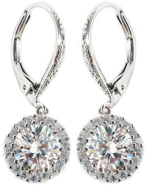 Earring Lever Back Round Cz Drop Pave Around  546E10687