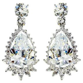 Earrings Flower with Pear Cz Drop. 546E200