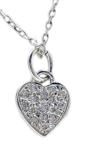 SMALL DANGLING CZ PAVE HEART PENDANT SET IN STERLING SILVER