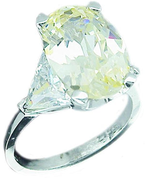 Oval Center Triangle Side  in Sterling silver Ring