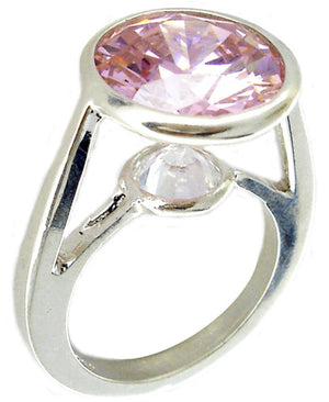 Ring Round Cz Color Stone Sterling silver Ring 546R111
