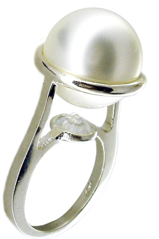 Ring Zirconite kissing Pearl Designer Sterling silver Ring 546R112