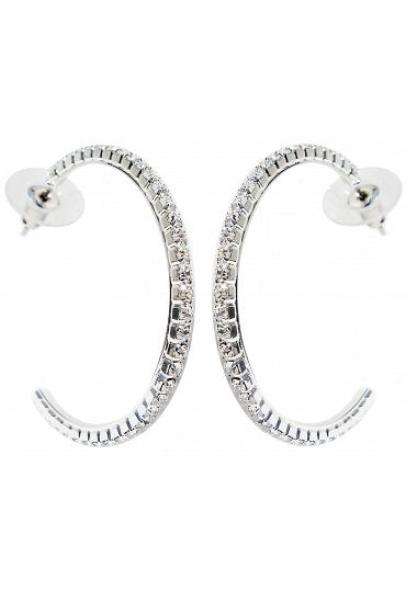 Hoop Crystal Earrings - Rhodium Plating