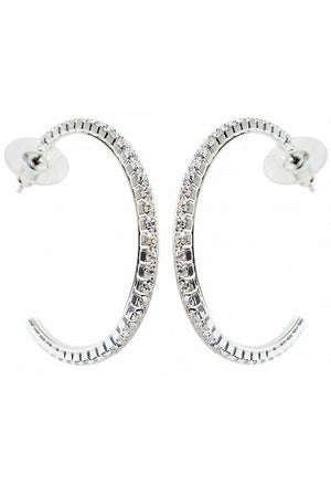 Hoop Crystal Earrings - Rhodium Plating