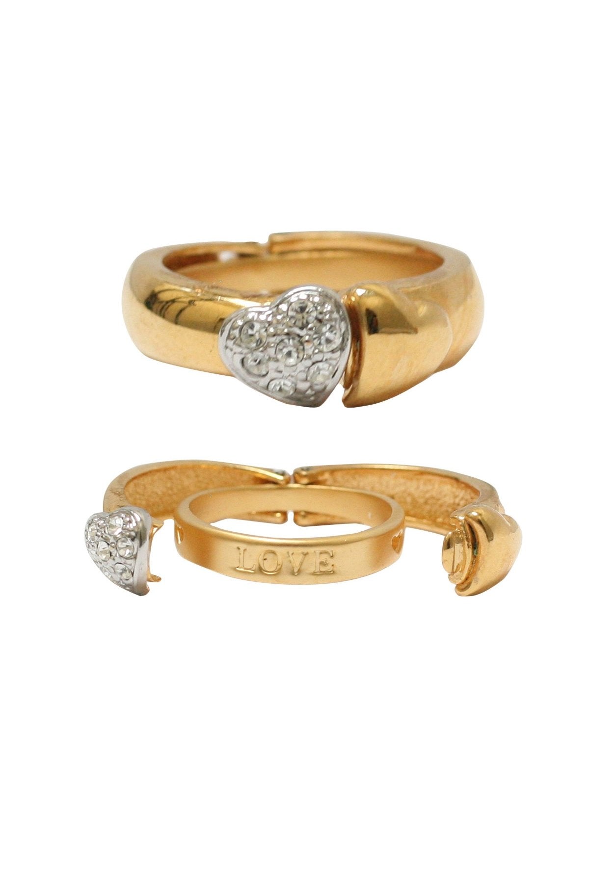Ring Gold and Silver Pave hearts on hinged gold 566R7709
