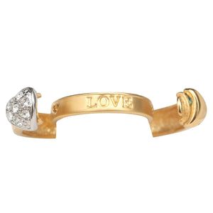 Ring Gold and Silver Pave hearts on hinged gold 566R7709