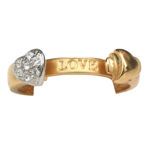 Ring Gold and Silver Pave hearts on hinged gold 566R7709