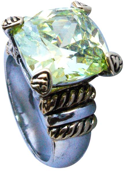 Cushion Cut Two Tone Fashion Ring - Canary