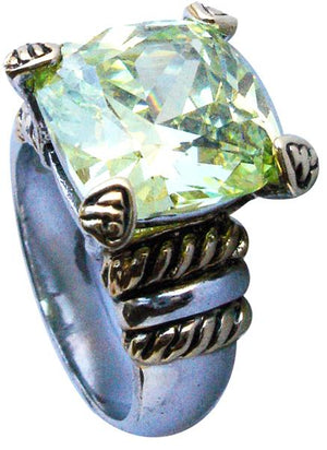 Cushion Cut Two Tone Fashion Ring - Canary