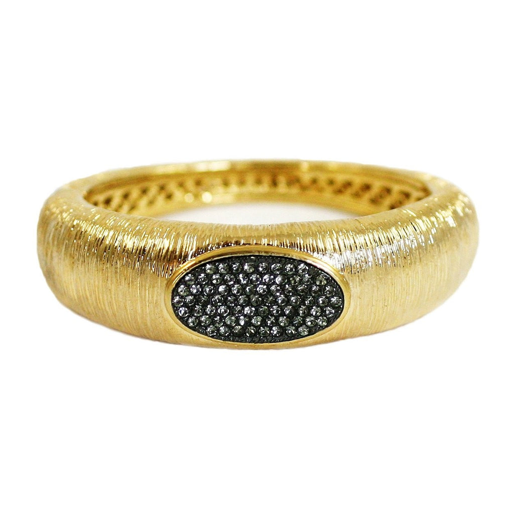 Cuff Bracelet With Oval Center W/Crystals 