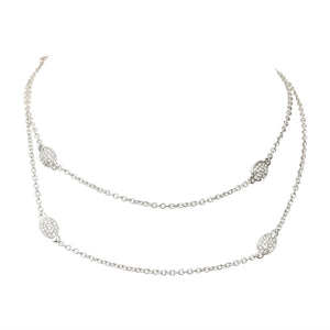 Fine Crystals Oval pave Stations 30"  Necklace
