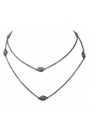 Fine Crystals Oval pave Stations 30"  Necklace