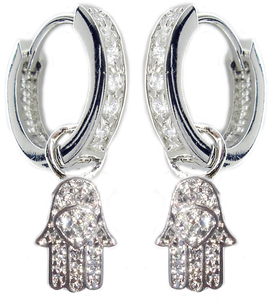 Huggie Pave Cz Hand Dangle in S/S Rhodium 582E108