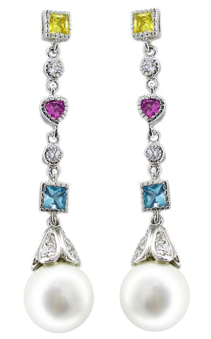 Earrings multi Shape Cz Pearl Drop in S/S 582E1202