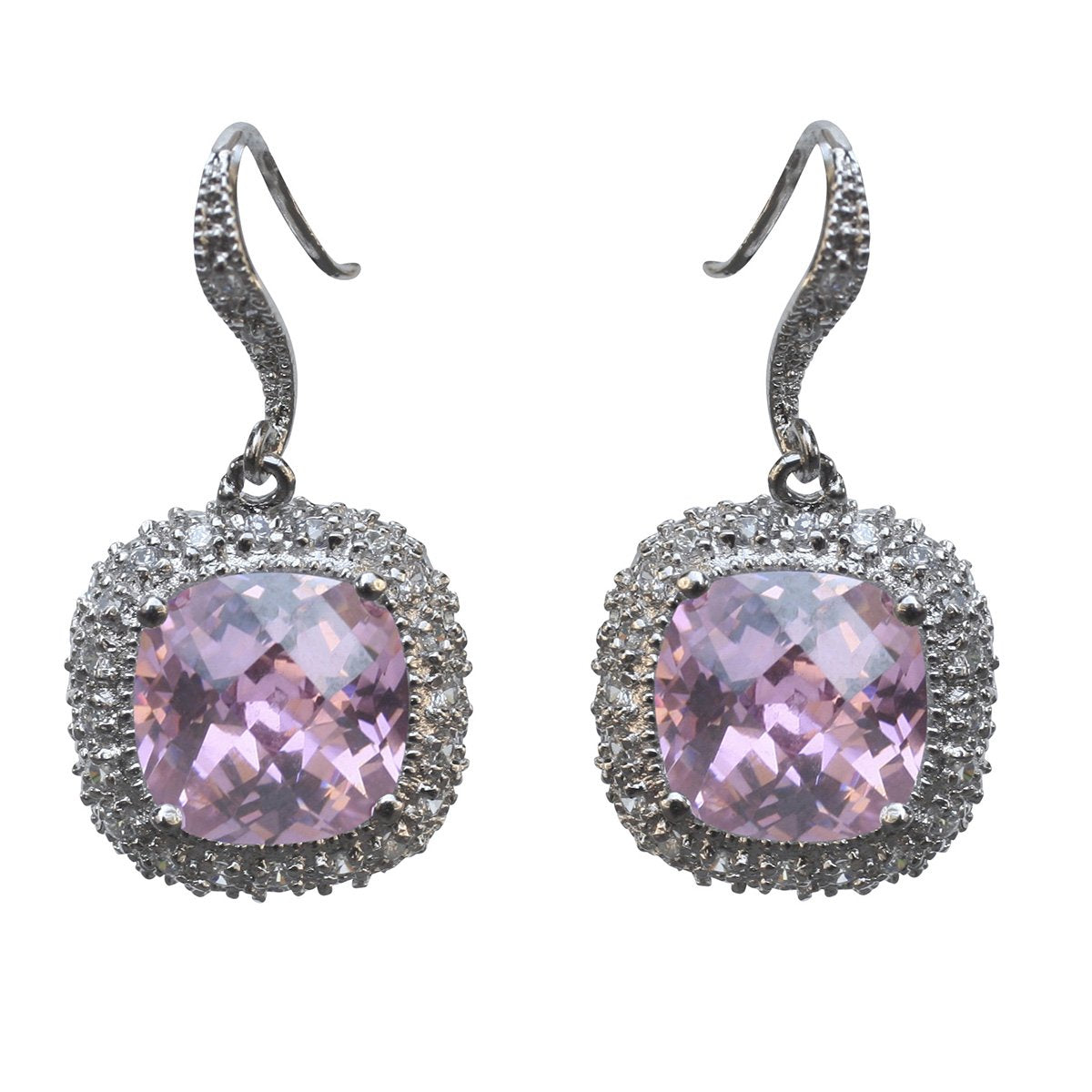 Earring Pave Cz Cushion Cut 582E2140