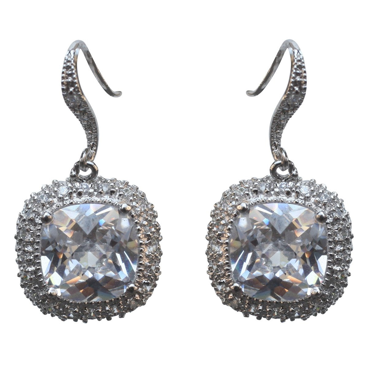 Earring Pave Cz Cushion Cut 582E2140